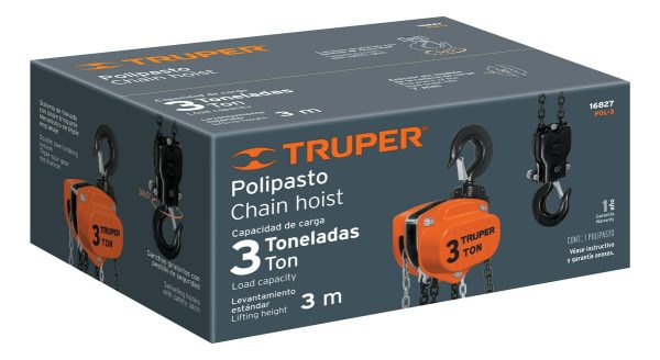 Aparejo Cadena Manual 3000kg 3 Mts Truper Pol-3 - Imagen 4
