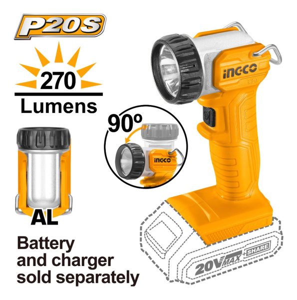 Linterna 20v A Bateria 270lumens Ingco Cwli2038 - Imagen 2