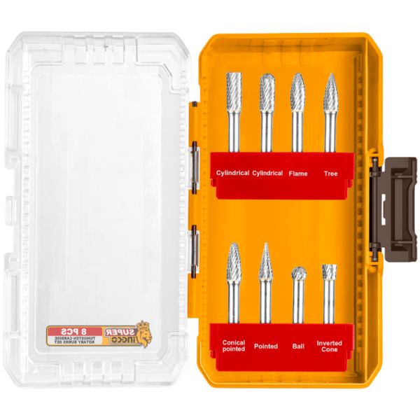 Set 8 Fresas Rotativas Carburo Tungsteno 6mm Ingco Akdl10801
