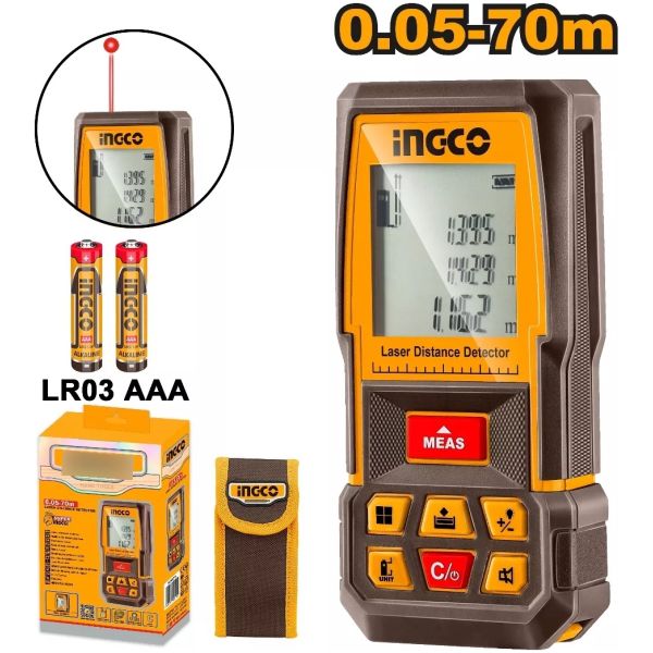 Medidor De Distancia Laser 70 Mts C/estuche Ingco Hldd0708