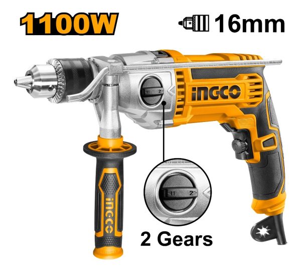 Taladro Percutor 16mm 1100w 2 Vel Ingco Id211008 - Imagen 3