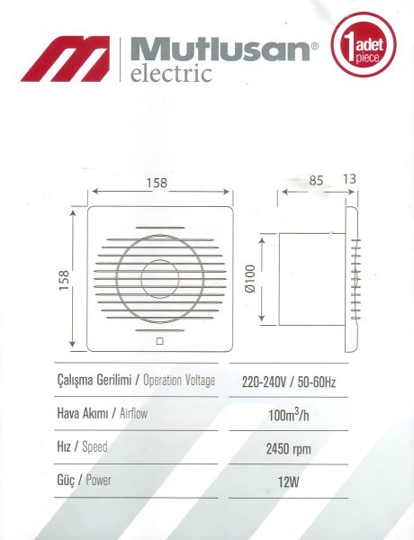 Extractor De Aire Para Baño 100 Mm Mutlusan G P Color Blanco - Imagen 5