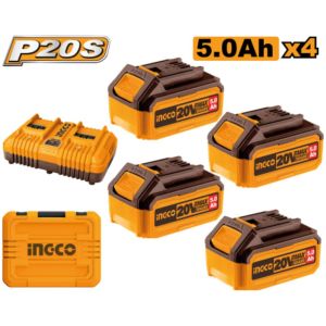 Set X 4 Baterias 5ah + Cargador Doble + Valija Ingco Fbcli20