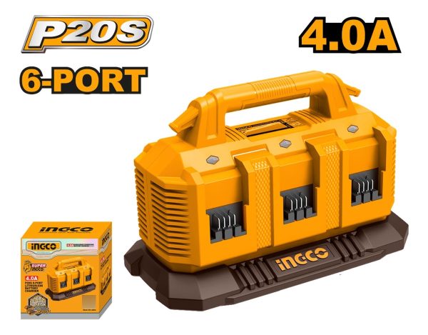 Cargador 20v Para 6 Baterias 4a Ingco Fcli2064 - Imagen 2