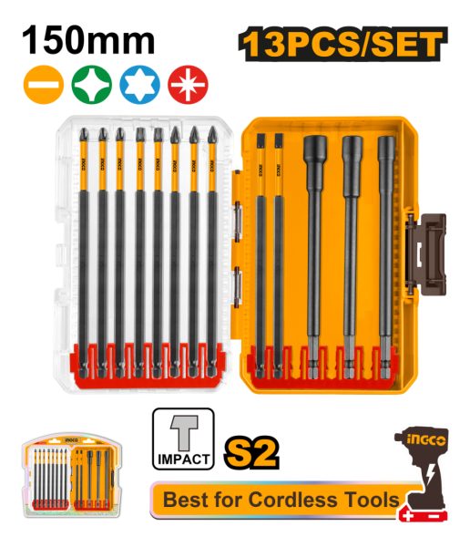 Set 13 Puntas Para Destornillador De Impacto 150mm Ingco - Imagen 2
