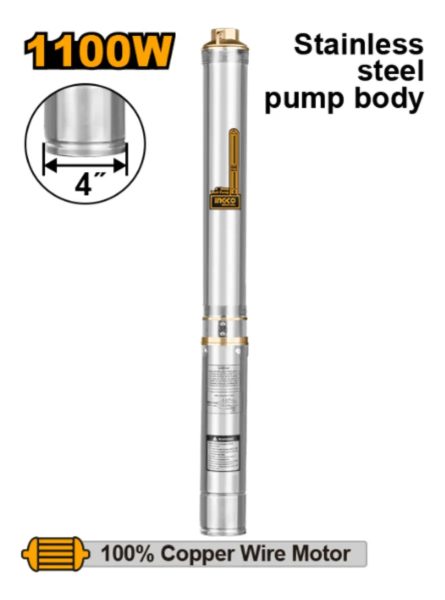 Bomba Sumergible Pozo Tubo Tubular Ingco 1100 W Dwp11001 - Imagen 2