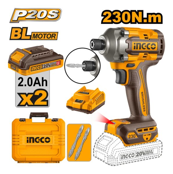 Atornillador De Impacto C/2baterias 20v Cargador 2 Puntas Y - Imagen 2