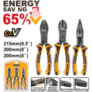 Set X 3 Pinzas Cr-v Multiuso Corta Facil Ingco Hkcps5831