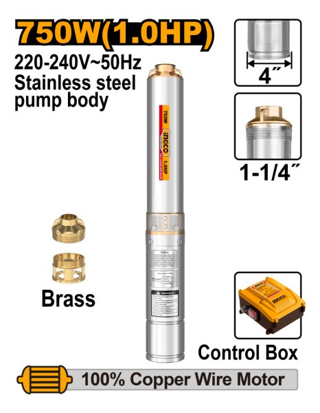 Bomba Sumergible Pozo Profundo 4 750w Ingco Dwp750621 - Imagen 2