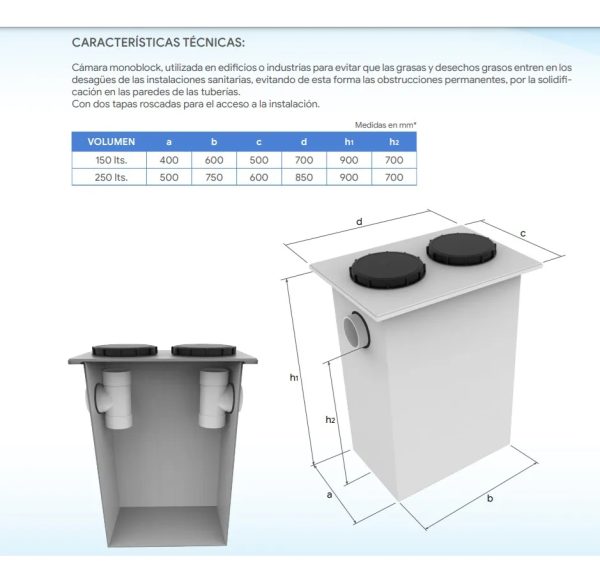Grasera Interceptor Colectiva 150 Lt Aprobada Por Imm - Imagen 2