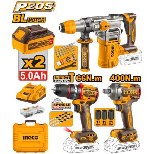 Kit A Bat P20s 20v C/rotomartillo+llave Impacto+taladro Ator