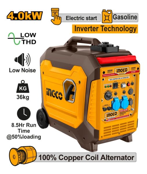 Generador Inverter 4.0 Kw Arranque Electrico Ingco Gei47506e - Imagen 2
