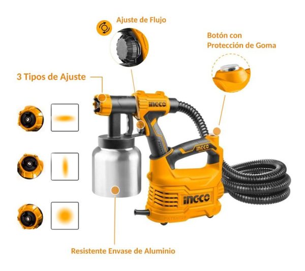 Ingco Spg5008-2 Pistola Rociadora Eléctrica Aluminio 550w - Imagen 2