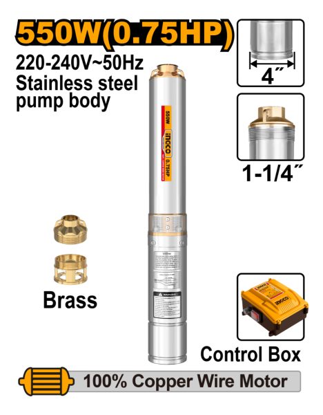 Bomba Sumergible Pozo Profundo 4 550w Ingco Dwp550621 - Imagen 2