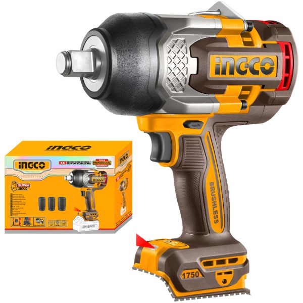 Llave De Impacto 1750nm 20v + 3 Dados Sin Bat Ingco