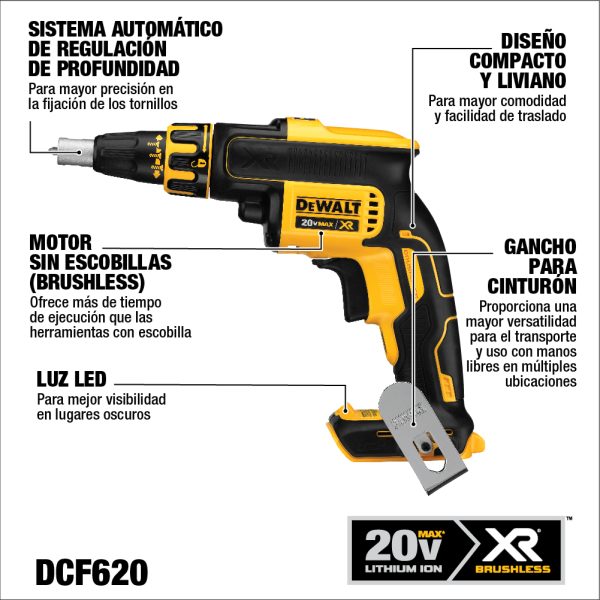 Atornillador Dewalt Dcf620b Para Placa De Yeso 20v Max - Imagen 3