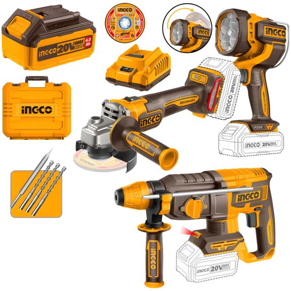 Kit Herramientas A Batería + Linterna 2k L Cosli250183 Ingco