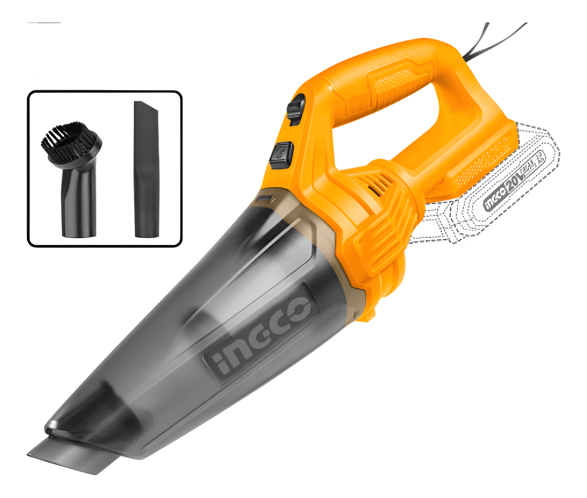 Aspiradora 20v Para Auto Ingco Cvli2001 + Batería + Cargador