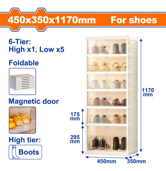 Zapatero Plegable Doble Fila 12 Pares Wadfow Wfcb1106 - Imagen 2