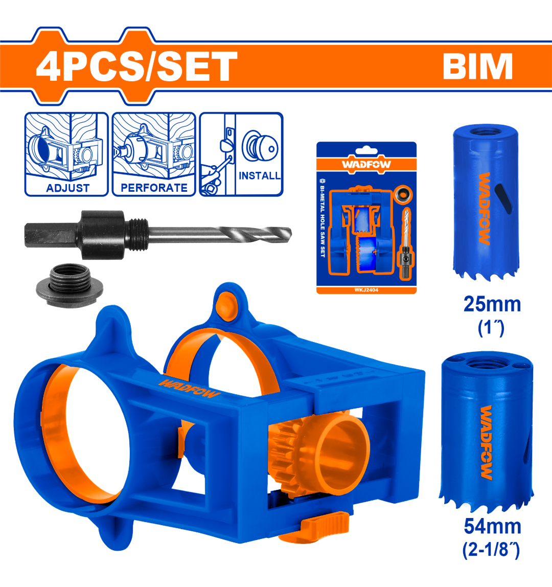 Set 4pcs Sierras Para Instalacion Cerraduras Wadfow Wkj2404 - Imagen 2