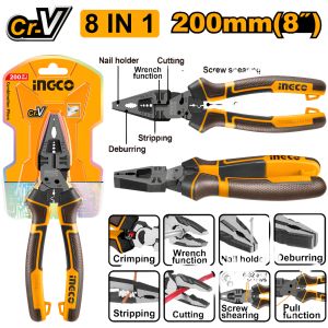 Pinza Universal 8 200mm Cr-v Multifuncion 8 En 1 Ingco
