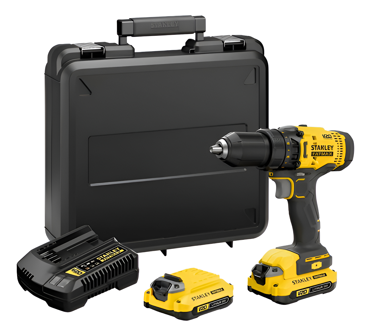 Kit Taladro Atornillador 20v + 2b + Cargador+ Maleta Stanley