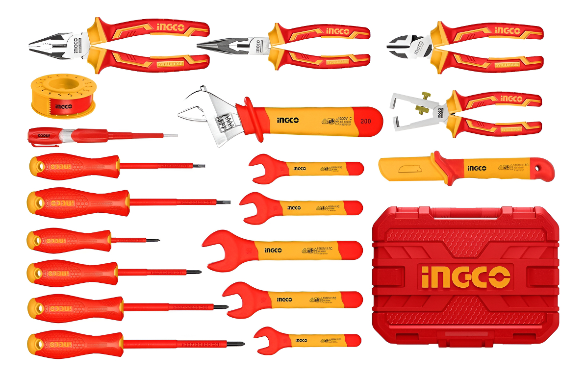 Set Aislado 19 Herramientas De Mano C Valija Ingco Hkith1901