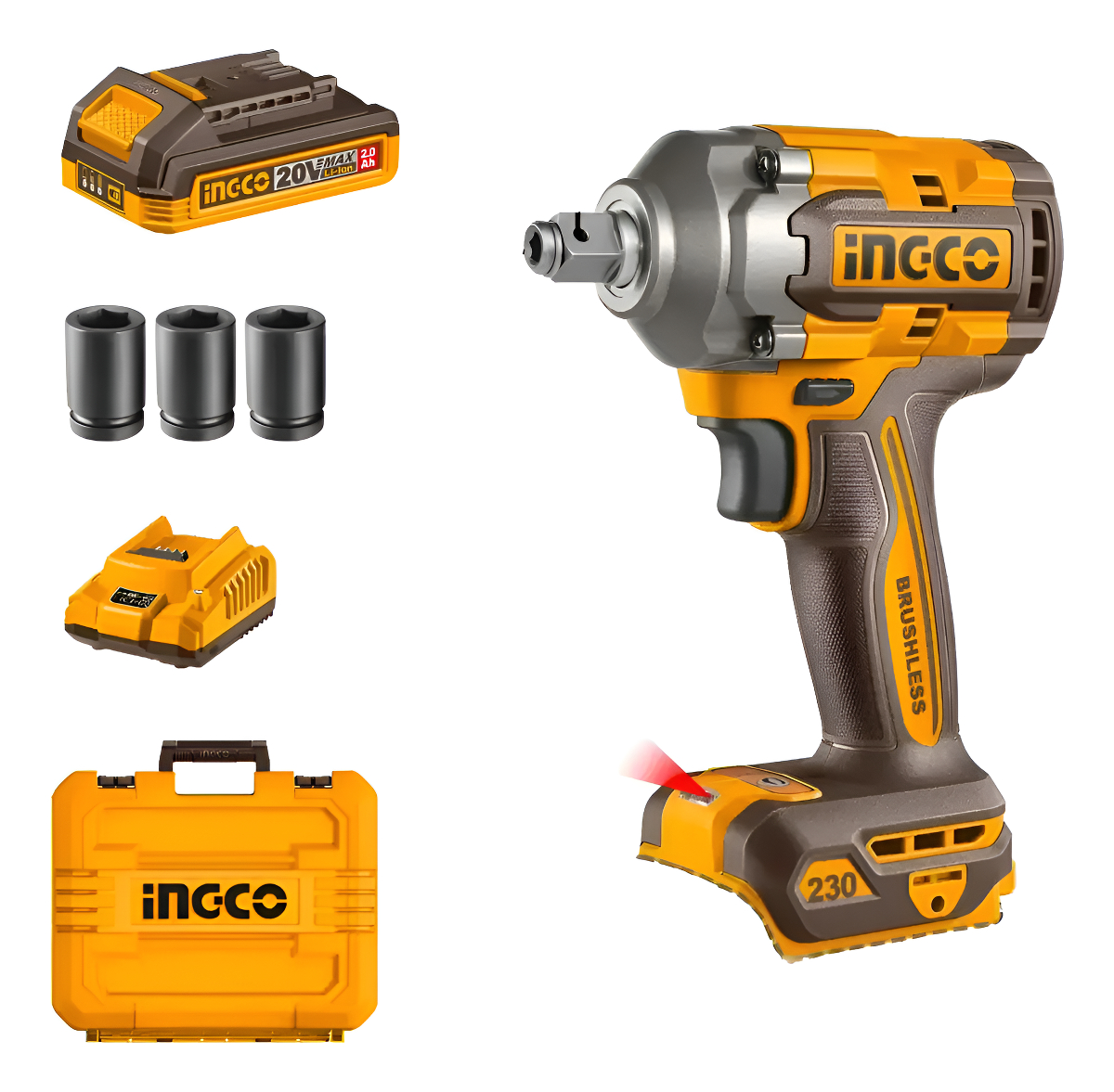 Llave Y Atornillador Ingco Percutor A Bateria + Cargador