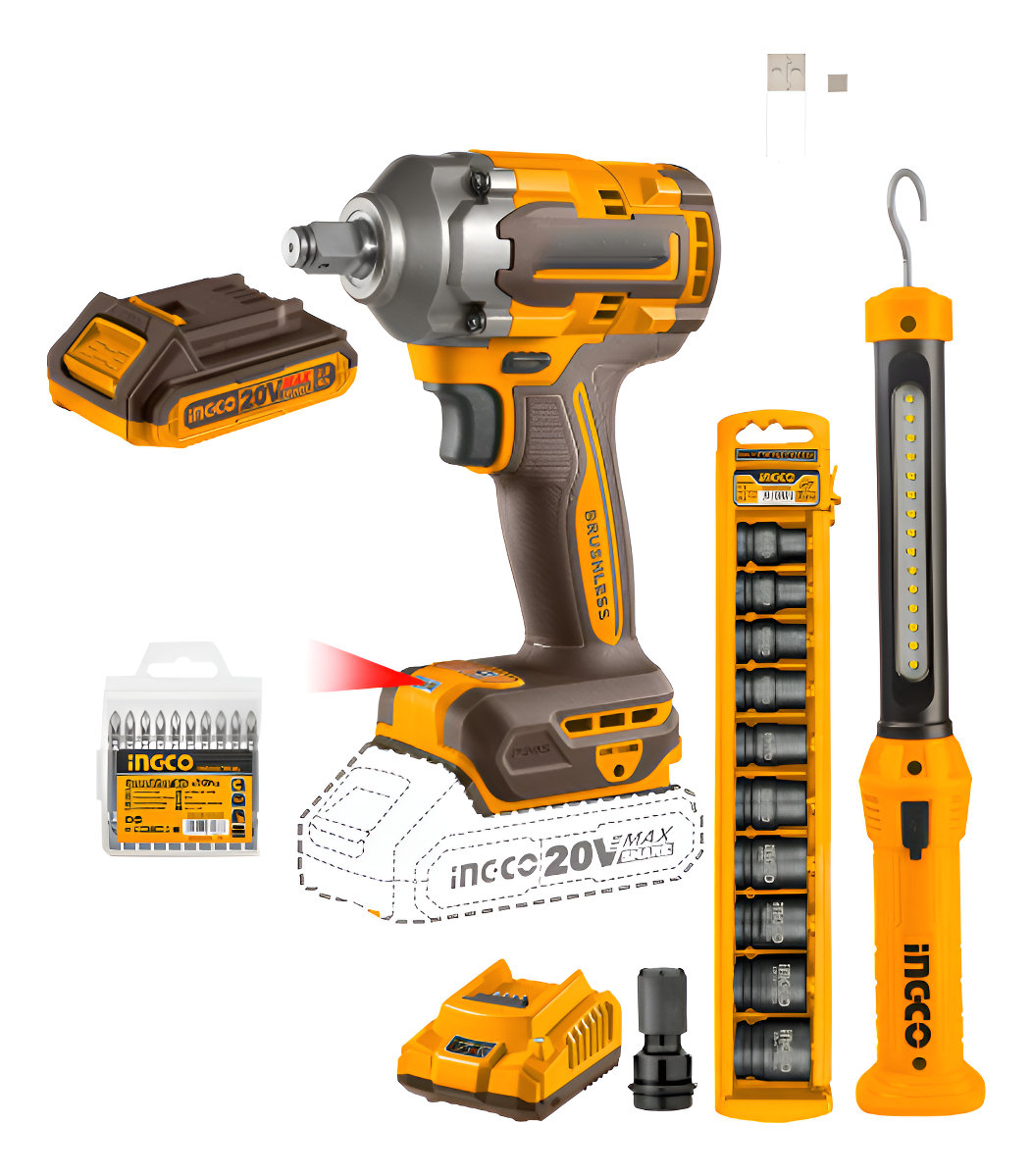 Super Combo A Bateria Llave De Impacto 400nm 20v + Linterna