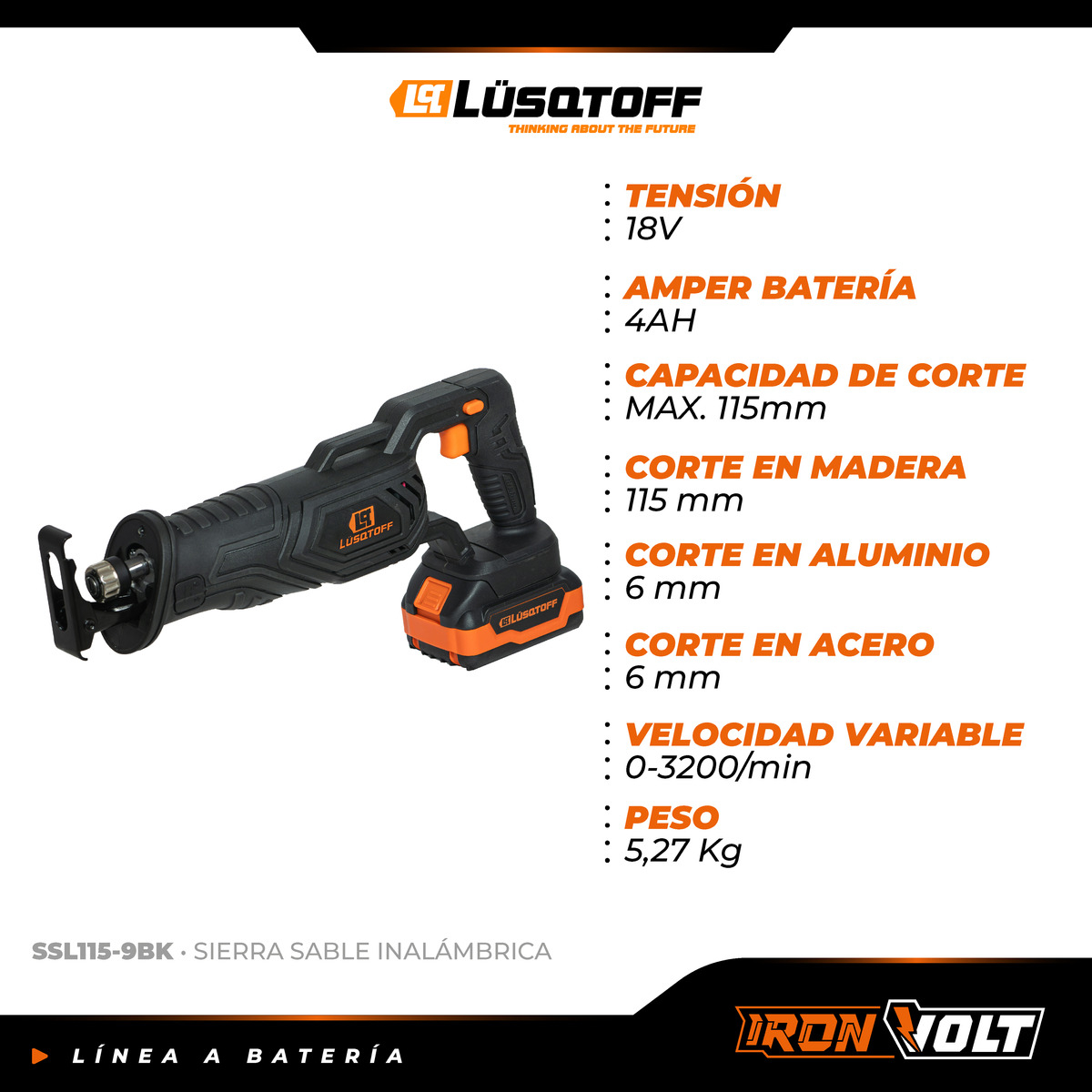 Sierra Sable Inalambrica A Bateria Profesional 4 Ah Ssl115-9 - Imagen 7