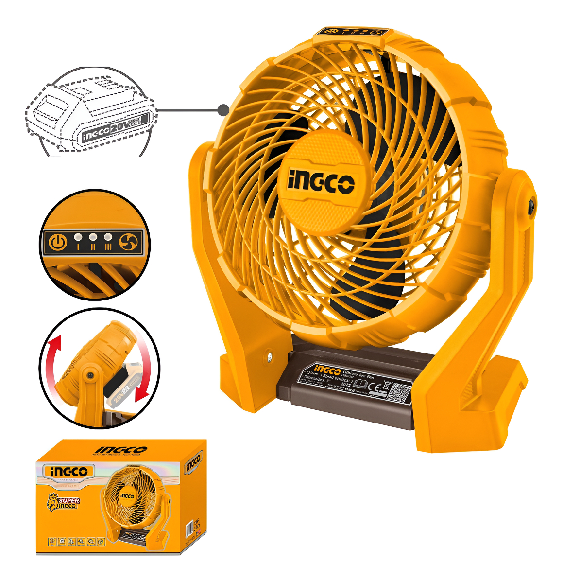 Ventilador A Bateria 7 20v Sin Bat Sin Carg Ingco Cfali2007