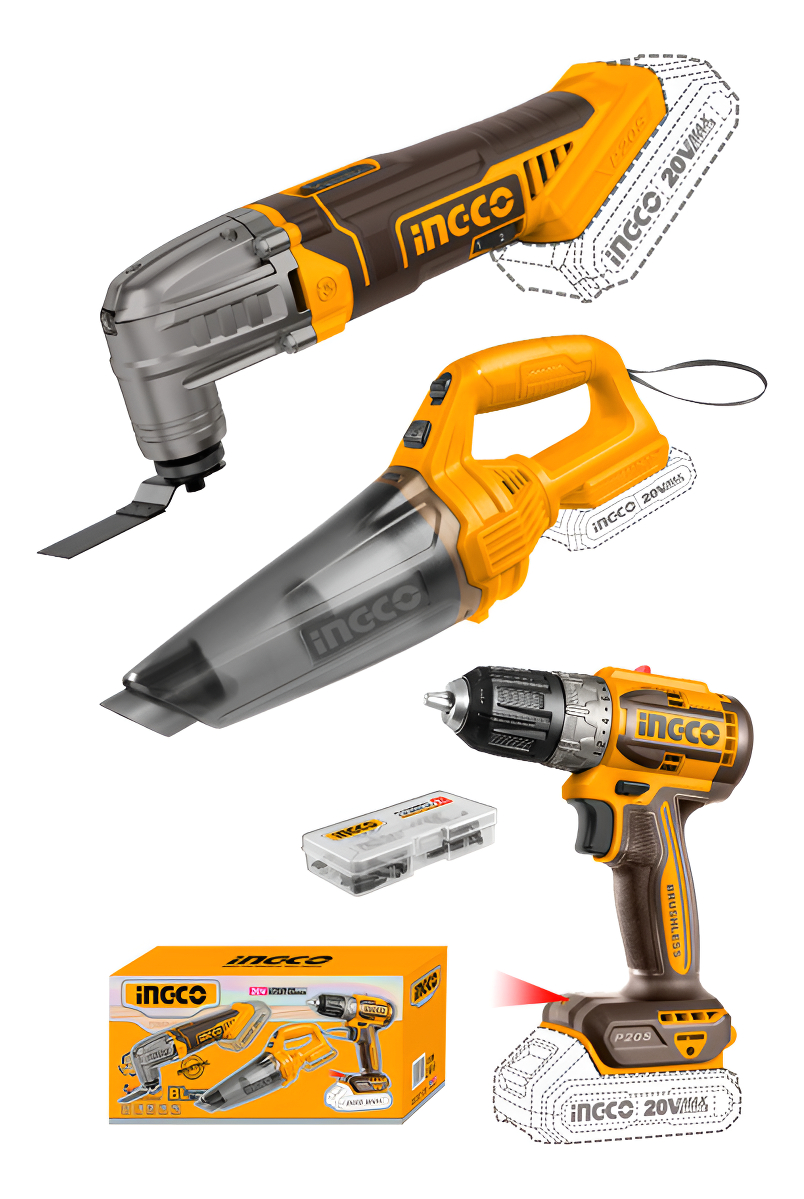 Combo Atornillador 10mm 52nm 20v + Multifuncion + Aspiradora