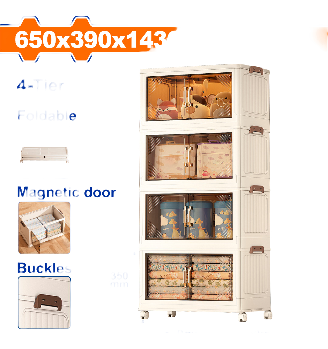 Armario Plegable 4 Niveles Con Ruedas Wadfow Wfcb2165 - Imagen 2