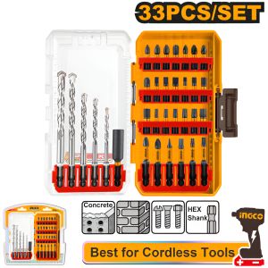 Set X33 Pcs Mechas Mamposteria + Puntas Impacto Ingco