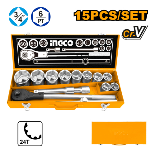 Juego De Dados 15pcs 3/4 Ingco Hkts034151 - Imagen 2