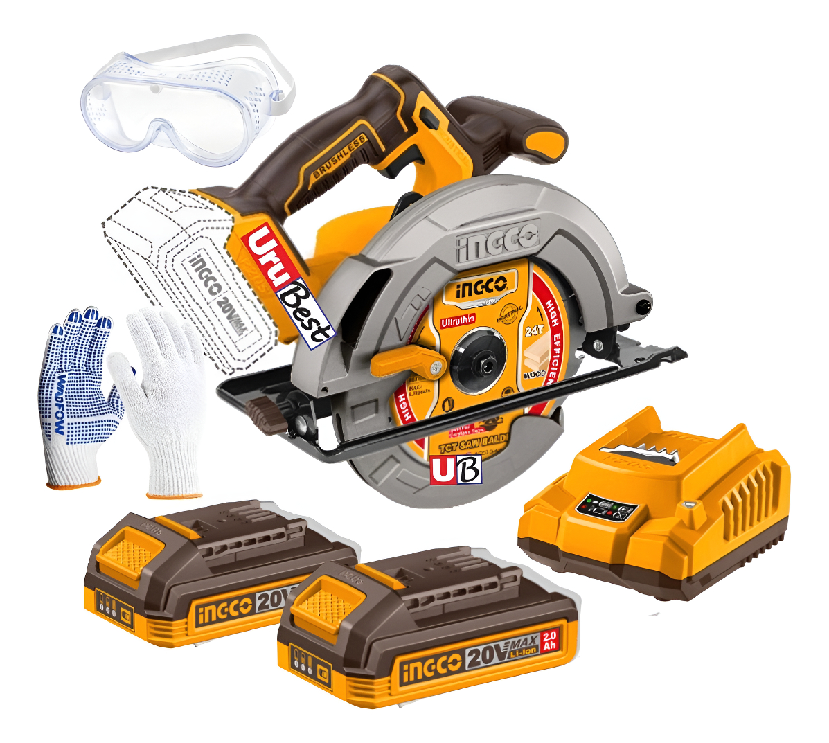 Sierra Circular 7 1/4 20v +2 Baterías Y Carg. Ingco Csli1851
