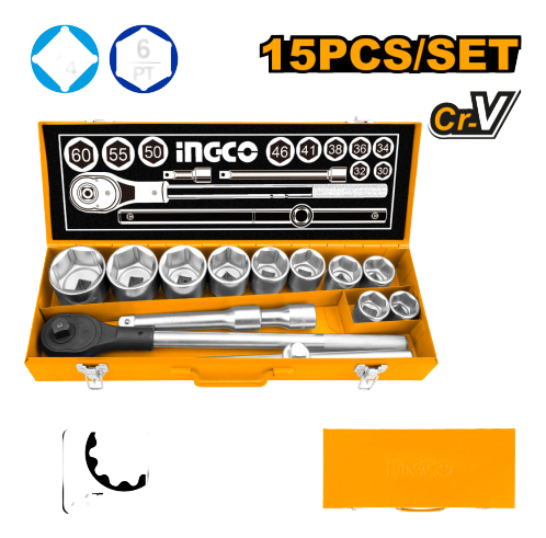 Juego De Dados 15pcs 3/4 Ingco Hkts034151