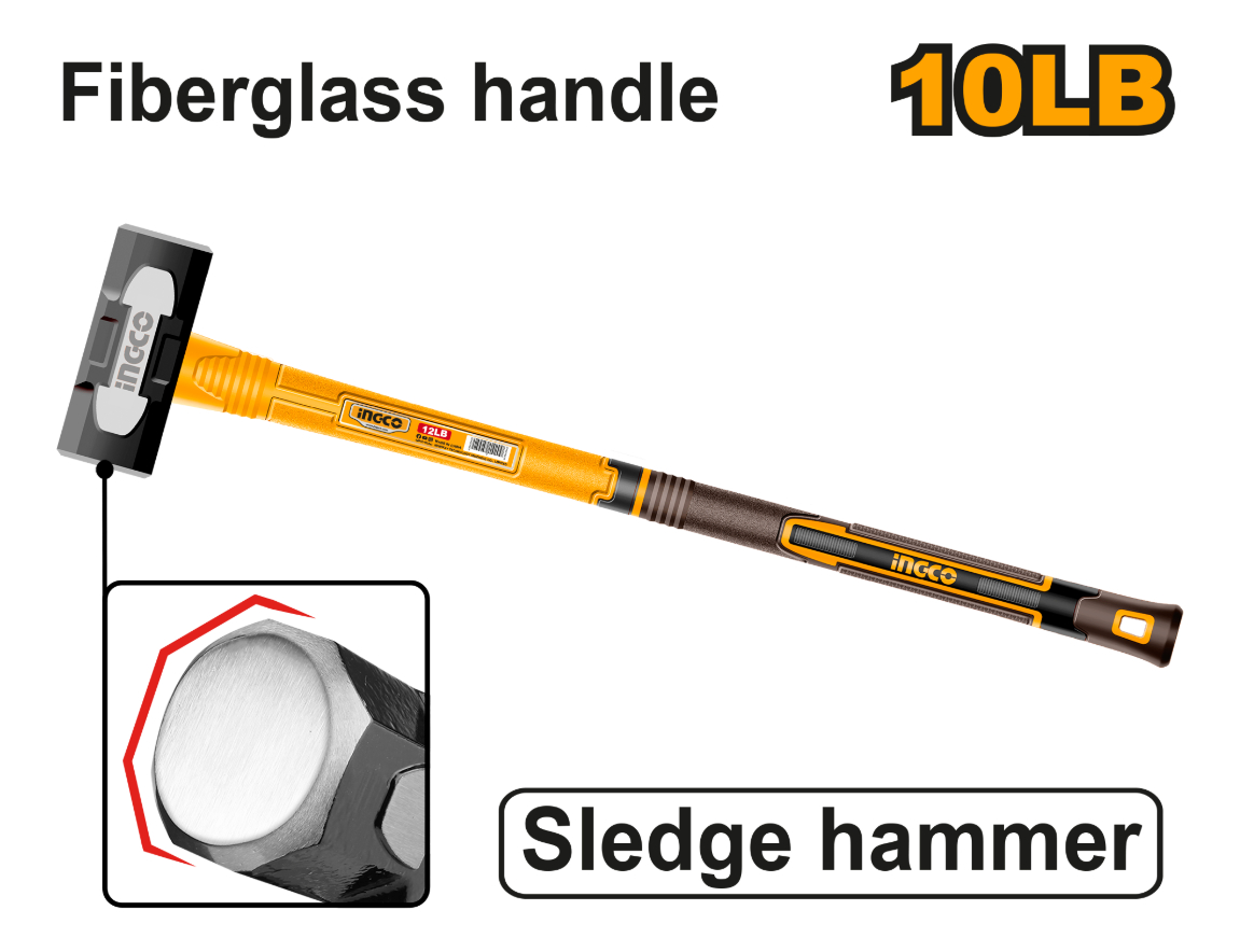 Marron 10lb 4500g C/mango De Fibra Ingco Hsm81498 - Imagen 2