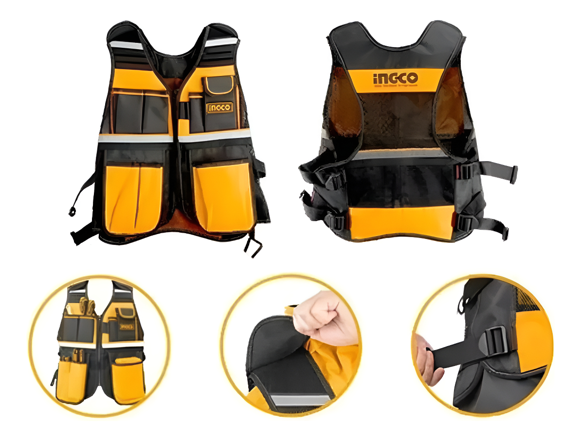 Chaleco Portaherramientas Ajustable 17 Bolsillos Ingco