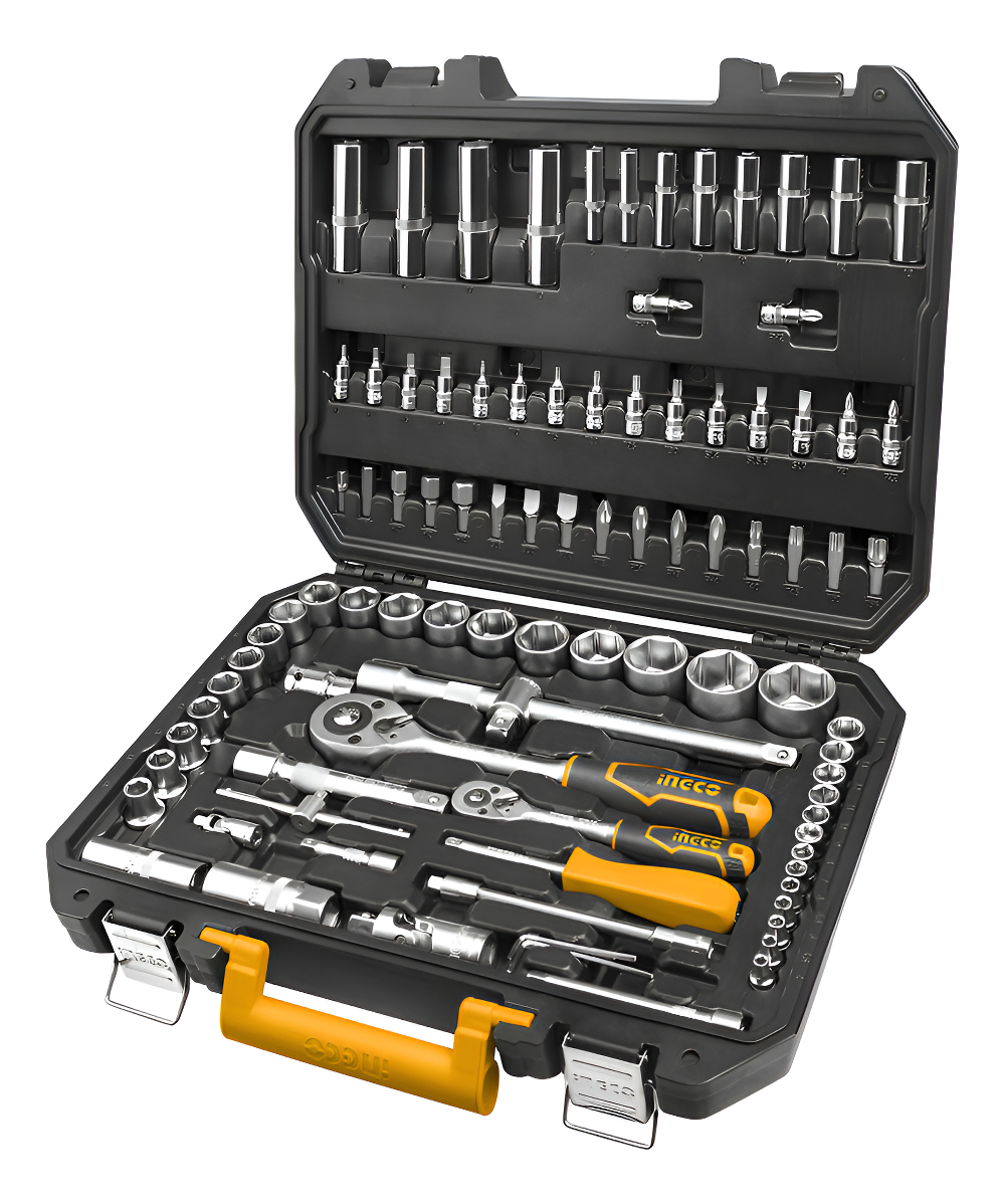 Juego Dados Tubo Llave 94 Pcs 1/2 Y 1/4 Crique Ingco