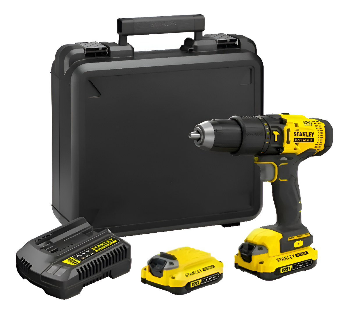 Taladro Percutor Stanley 20v C/ 2 Bat + Maletin